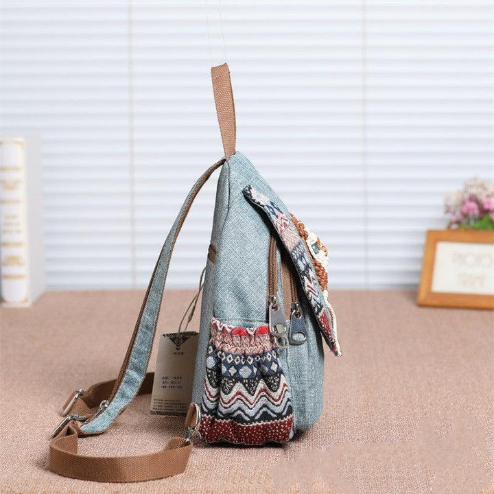 Shoulder canvas tassel hand-woven chest bag