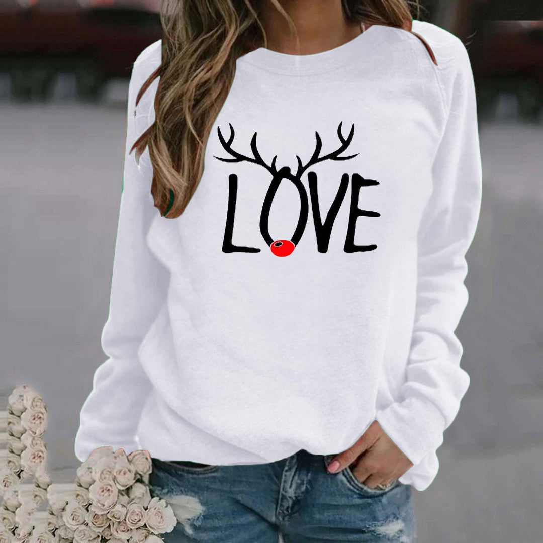 Christmas Pattern Printed Long-sleeved Round Neck Sweater Women