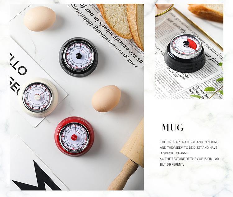 Stainless Steel Mechanical Kitchen Timer Magnet Round Shape Novelty Countdown Cooking Clock Alarm