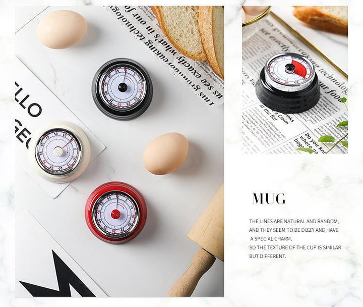 Stainless Steel Mechanical Kitchen Timer Magnet Round Shape Novelty Countdown Cooking Clock Alarm