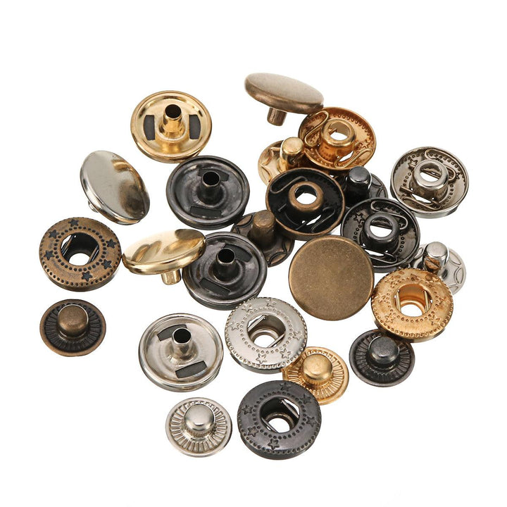 40/100 Set Rivets DIY Leather Craft Fasteners Buttons Copper Press Studs Silver Bronze Rivets With Tools