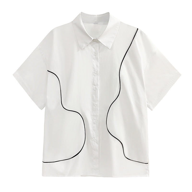 Line Short-sleeved Shirt For Women