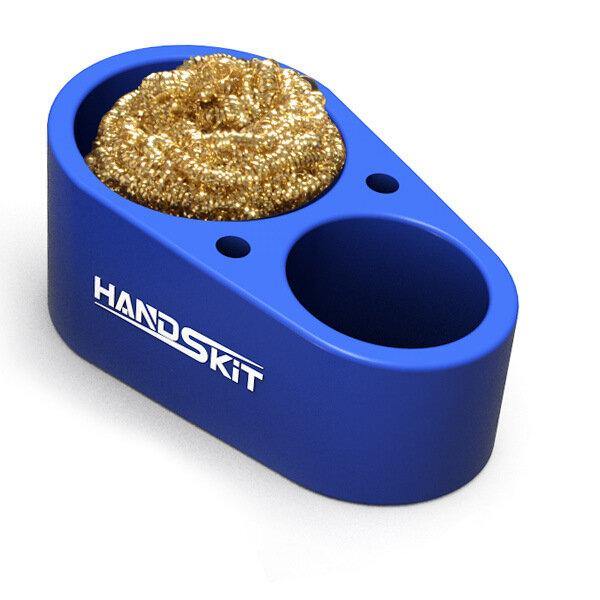 HANDSKIT Soldering Iron Tip Cleaner Welding Solder Cleaning Steel Wire with Stand Tin Dross Box Double Wire Ball