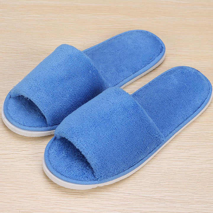 Men Women Coral Velvet Open Toe Hotel Home Spa Slippers Travel Shoes Thick 7mm - MRSLM