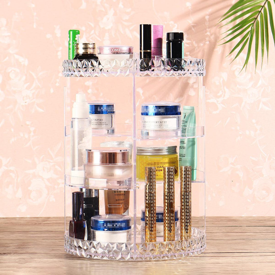 360 Degree Rotating Acrylic Cosmetic Cosmetic Storage Box Rack