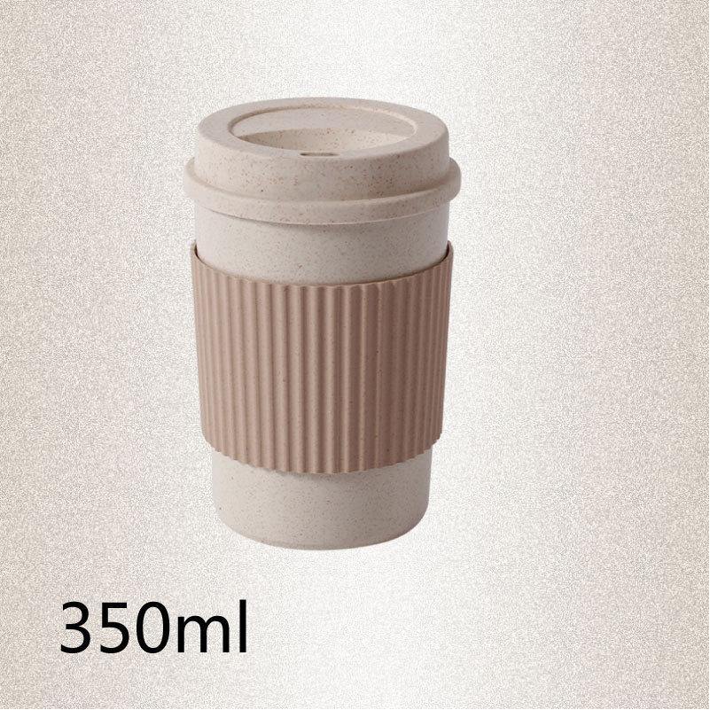 Reusable Coffee Tea Cup Random Color Wheat Straw Mug Coffee Cup with Lid Home Outdoor Water Bottle Travel Insulated Cup - MRSLM