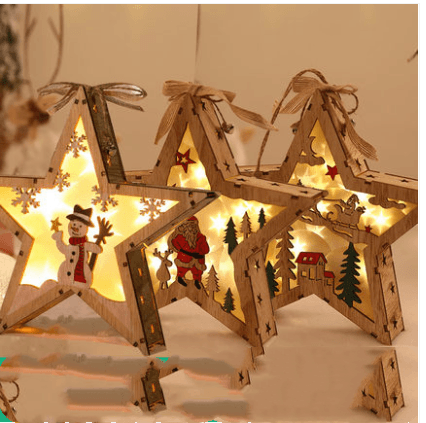 Christmas Decorations Made of Wood and Trees