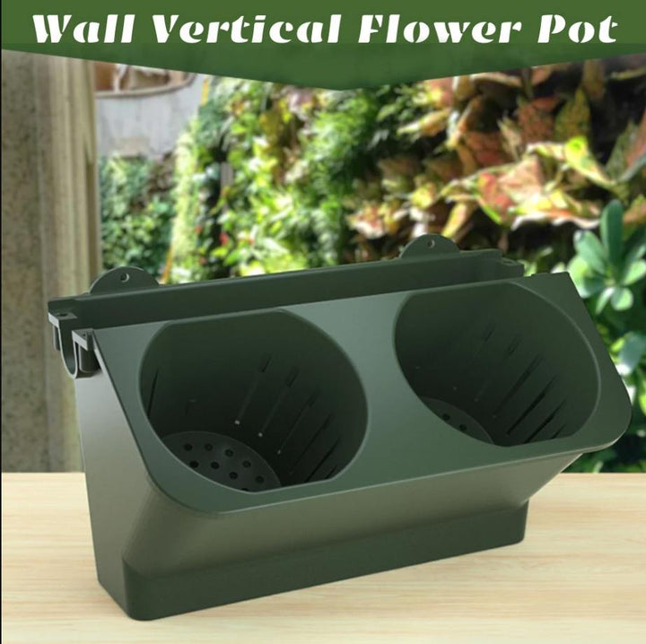 Stackable Flower Pot Wall Hanging Vertical Planter Succulent Plants Bonsai Vase Garden Home Decoration (Green Single hole basin)