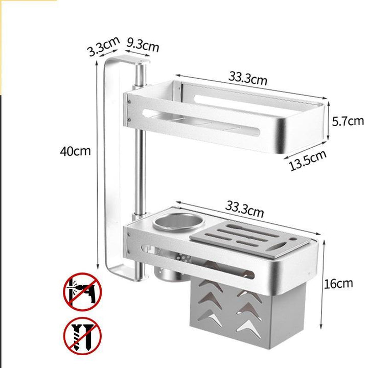 Kitchen Shelf Corner Rotation Seasoning Rack Aluminum Alloy Bathroom Multi-layer Shelf without Hole Wall Hanging Rotary Storage - MRSLM