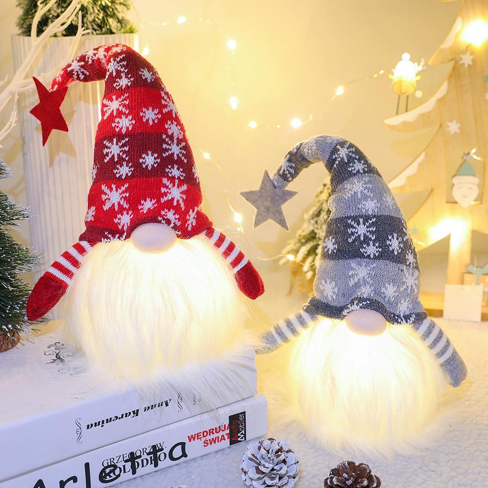 Christmas Decoration Glowing Dwarf Plush Doll Ornaments Children's Gifts Faceless Rudolph - MRSLM