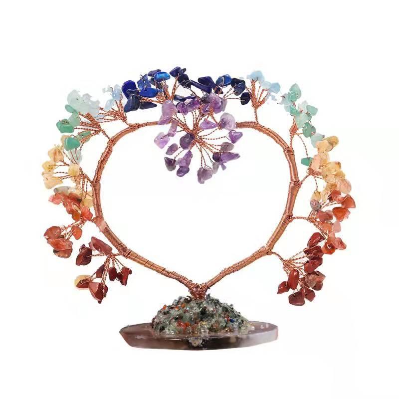 Gravel Crystal Tree Heart Shaped Ornament