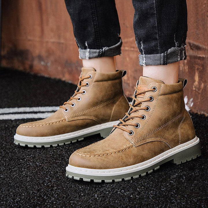 2021 autumn new men's Martin boots trend high-top men's boots locomotive British men's shoes leather tooling boots students