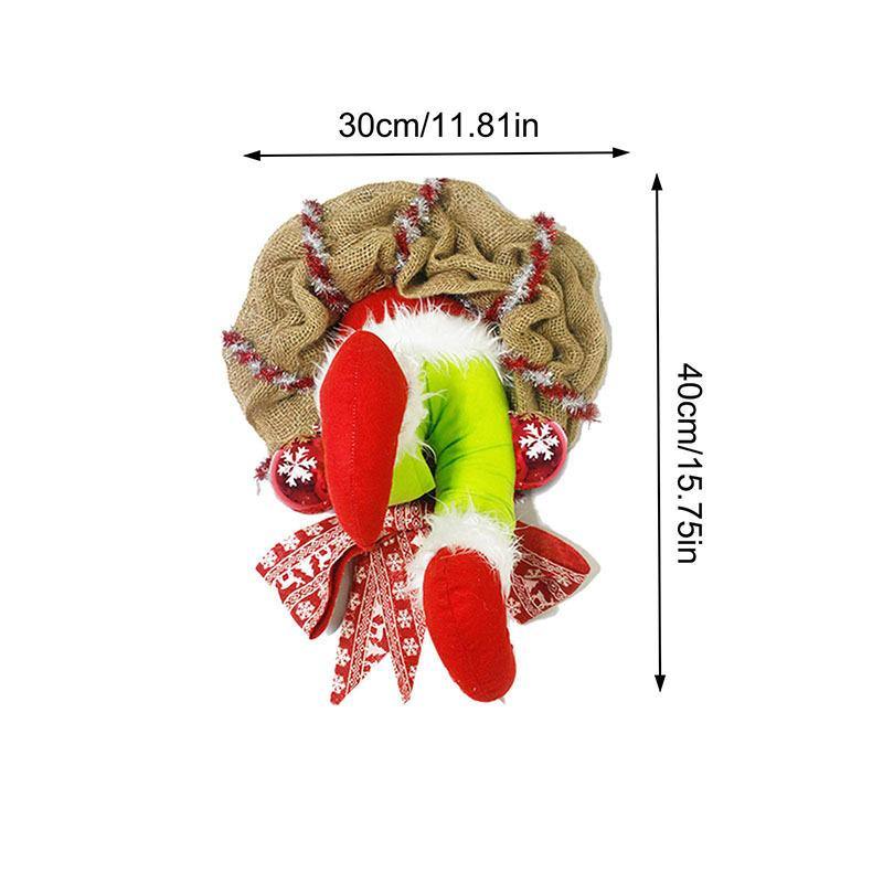 Christmas Thief Stole Burlap Wreath Santa Legs Decoration, Festival Door Wall Family Gifts Reusable Bowknot Hoop - MRSLM