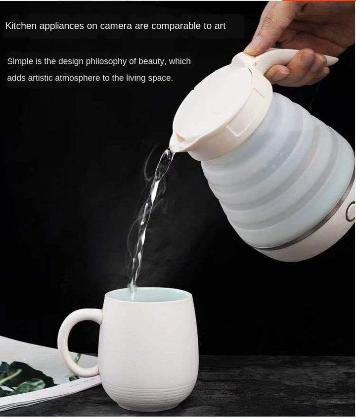 Foldable Kettle Stainless Steel Electric Silicone Kettle Traveller Kettle Portable  (White US 220V)