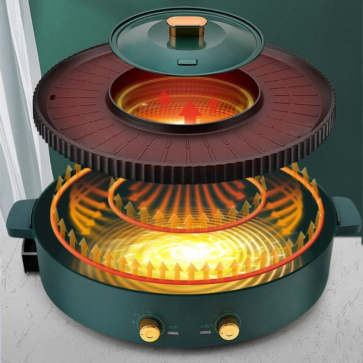 Multi-Function Hot Pot Barbecue One-Piece Pot Home Baking Tray Roasting and Frying Barbecue Machine Hotpot