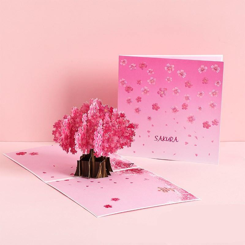 3D Laser Cut Handmade Sakura Kissing Lover Paper Invitation Greeting Card - MRSLM