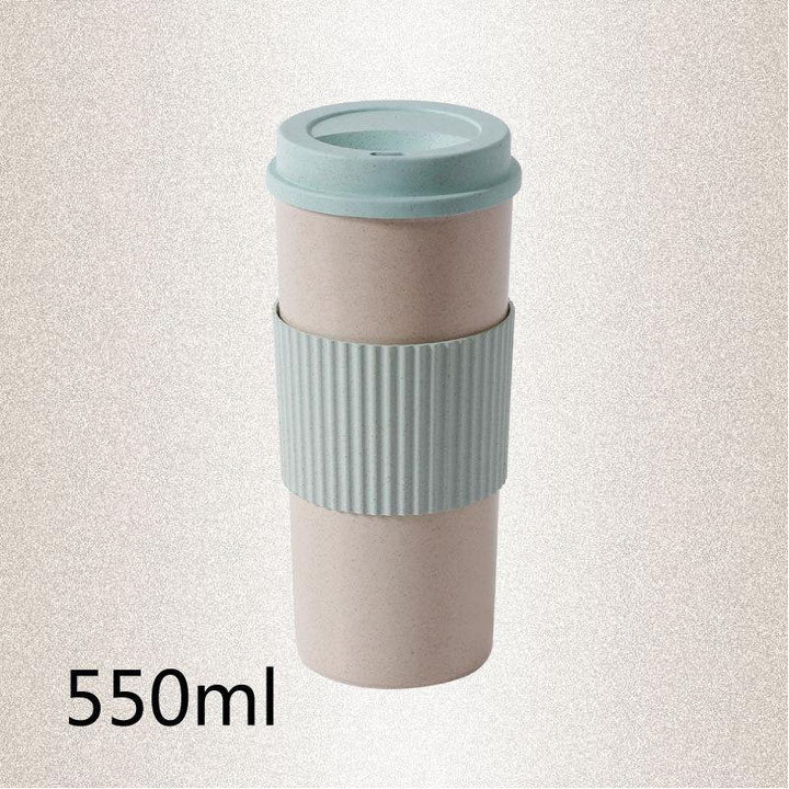 Reusable Coffee Tea Cup Random Color Wheat Straw Mug Coffee Cup with Lid Home Outdoor Water Bottle Travel Insulated Cup - MRSLM