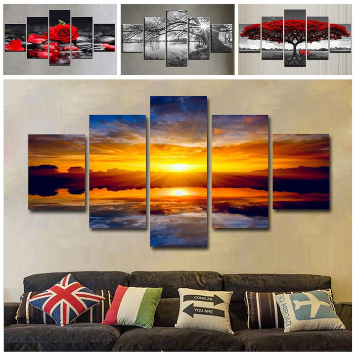 5 Panels Unframed Modern Canvas Art Oil Painting Picture Room Wall Art Pictures Home Wall Decoration Supplies