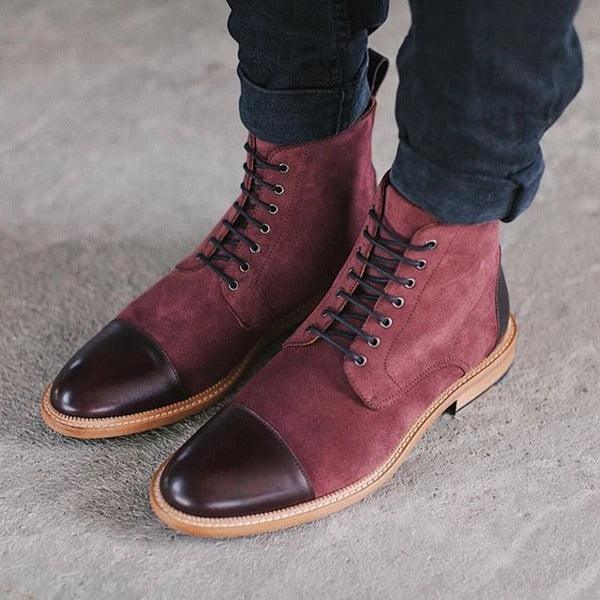 Men's short boots with flat wedge heel