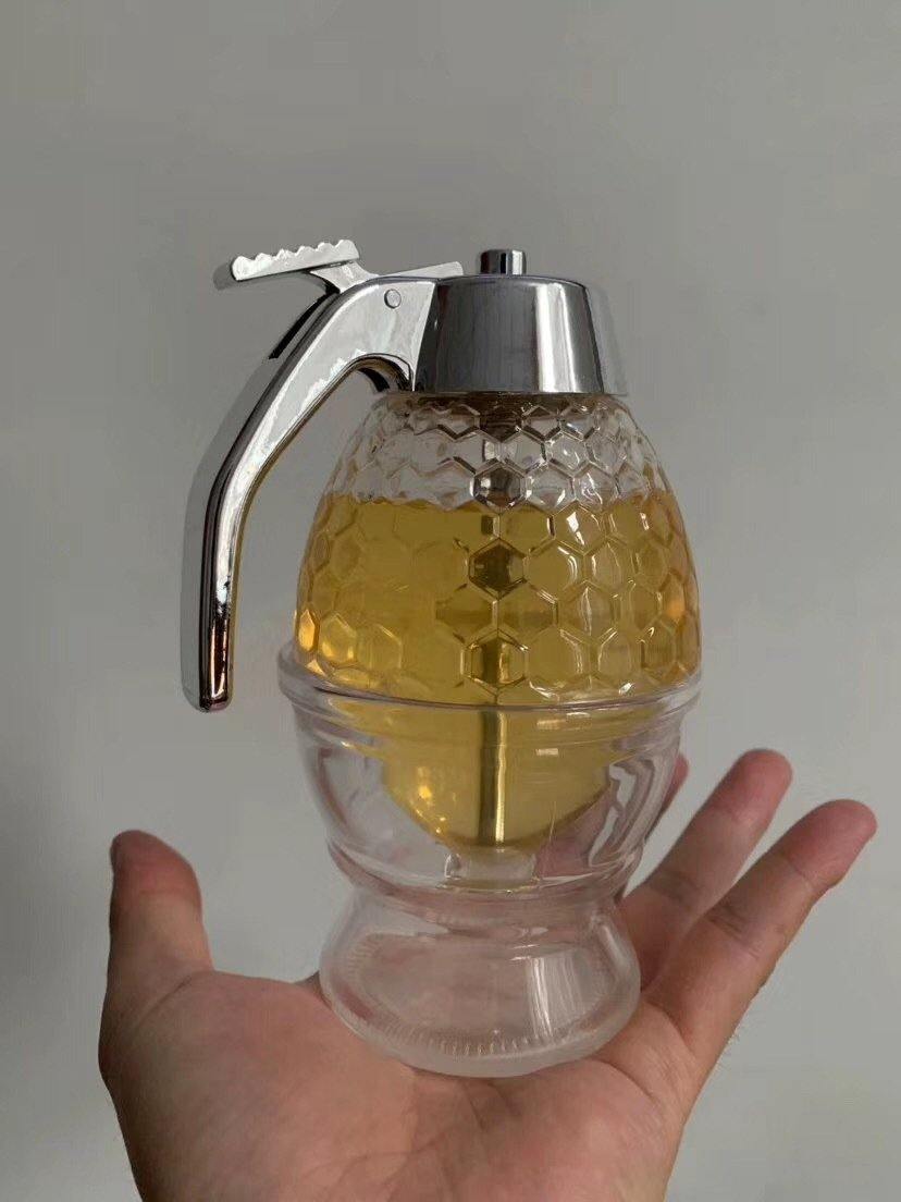 Squeeze Bottle Honey Jar Container Bee Drip Dispenser Kettle Storage Pot (Transparent)