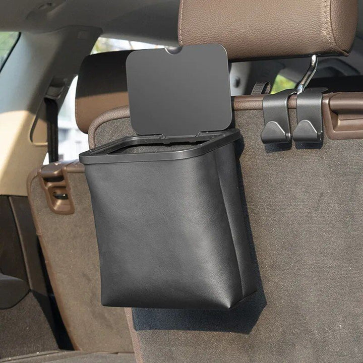 Leather Car Trash Can: Waterproof, Foldable & Multipurpose Organizer