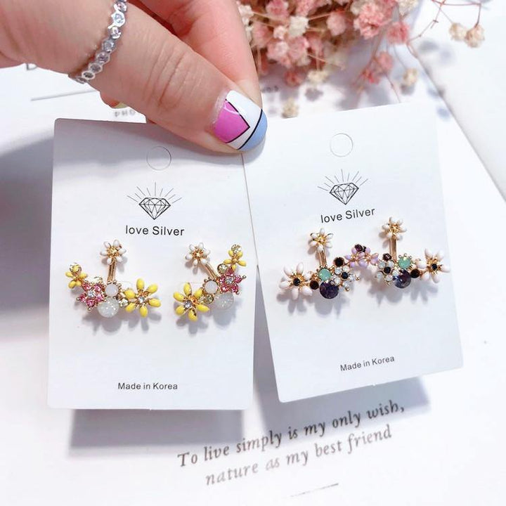 Glazed flower rhinestone earrings