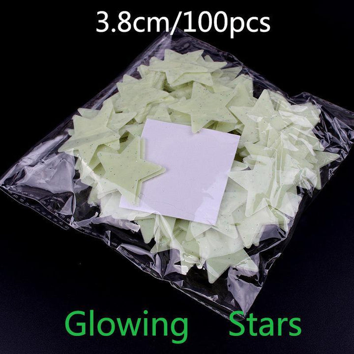 100Pcs Glow In The Dark Stars Sticker Beautiful 3D DIY Home Decal Art Luminous Wall Stickers - MRSLM