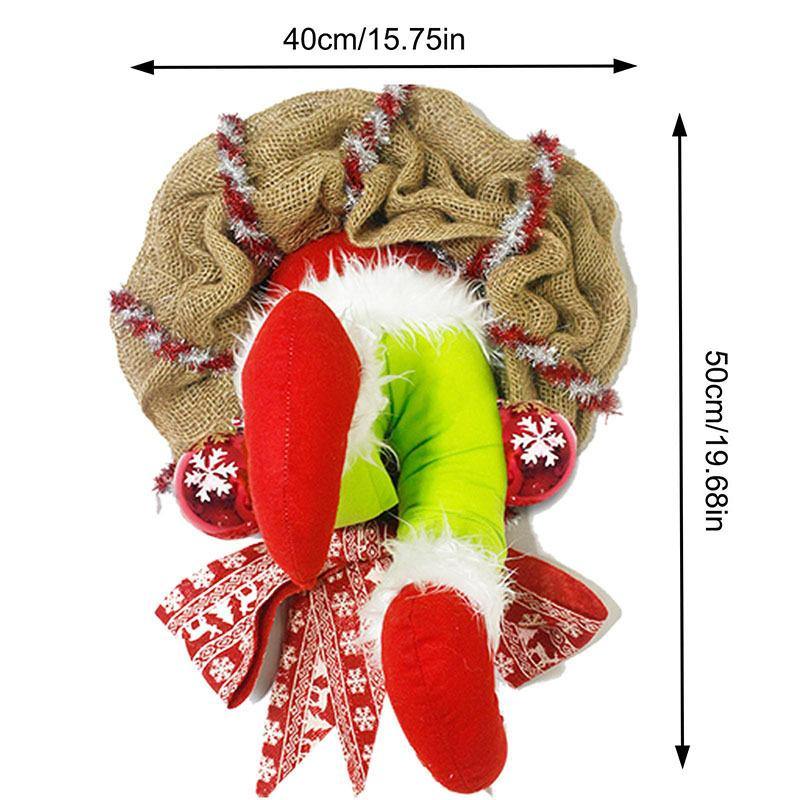 Christmas Thief Stole Burlap Wreath Santa Legs Decoration, Festival Door Wall Family Gifts Reusable Bowknot Hoop - MRSLM