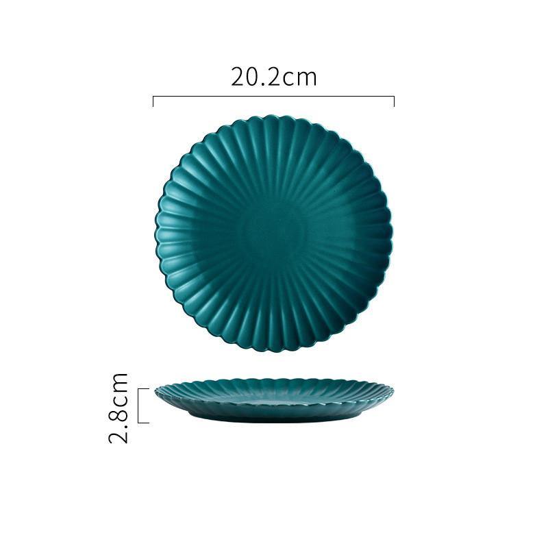 Creative Simple Solid-color Ceramic Plate Fruit Cake Plate Round Beef Steak Western Plate - MRSLM