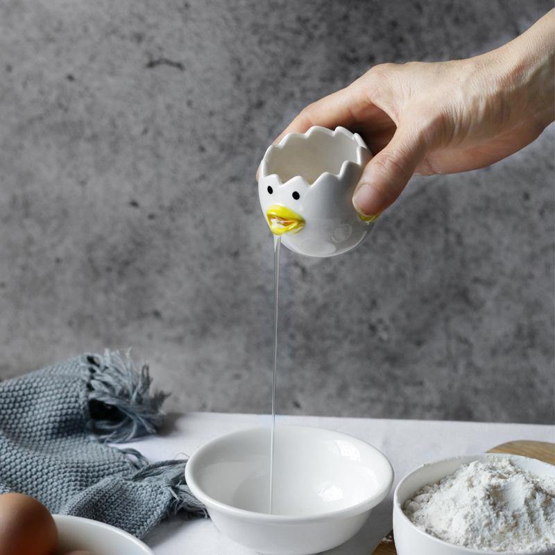 Cute Chicken Ceramic Egg White Separator Kitchen Accessories Practical