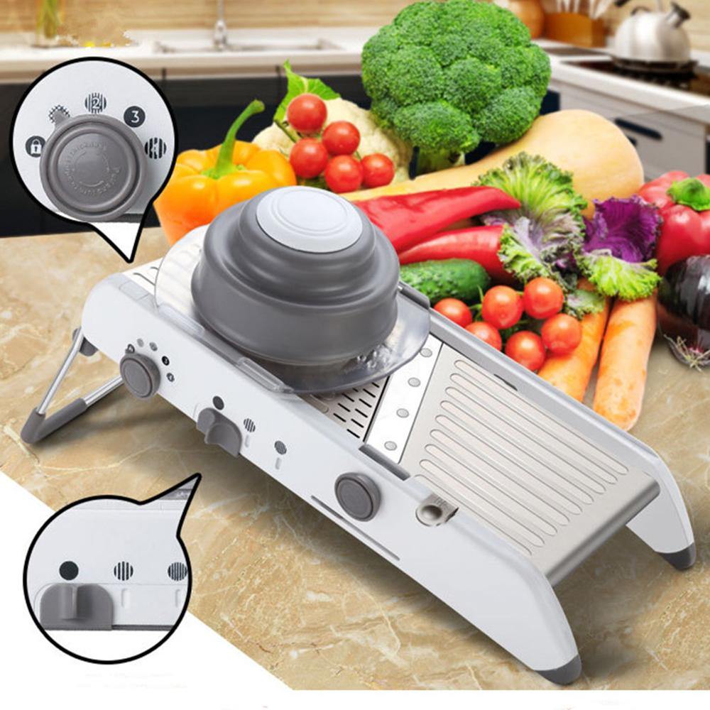 Slicer Manual Vegetable Cutter for Kitchen Terka Adjustable Stainless Steel Knife (Grey)