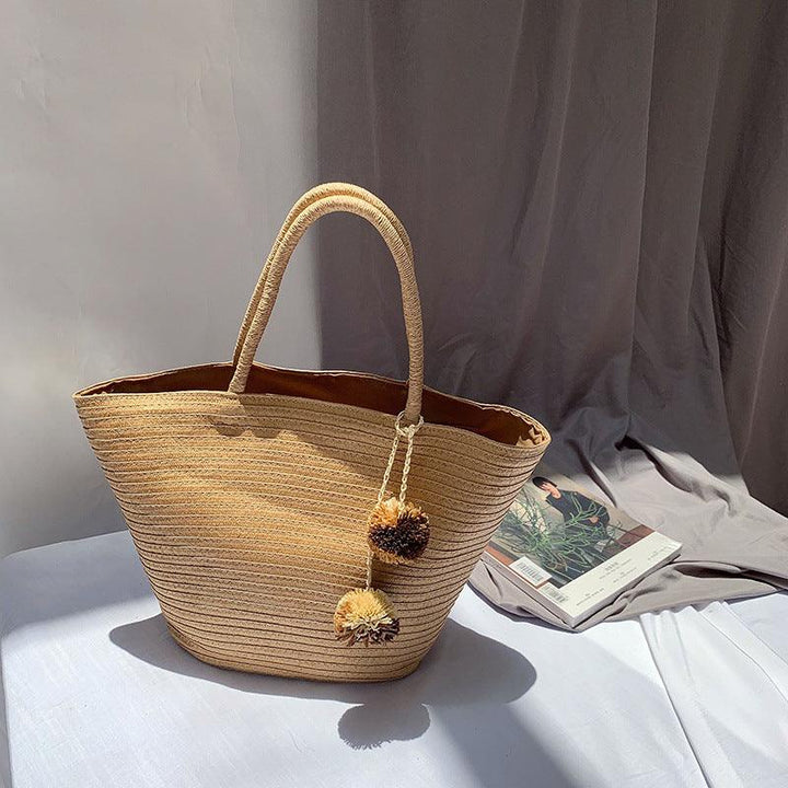 Ladies Large Capacity Woven Shoulder Bag