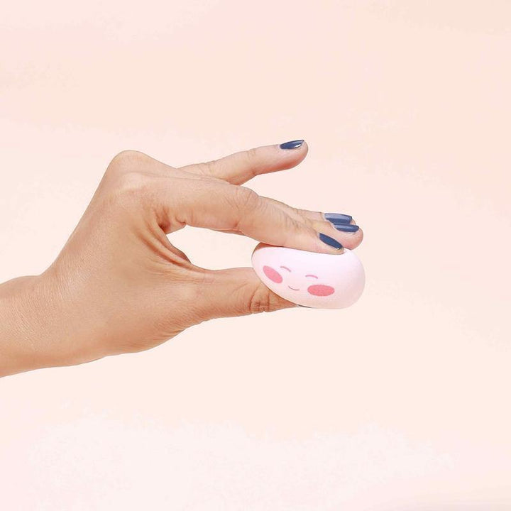 3PCS/SET makeup puff  sponge by WODWOD pink color peach shape with smile printing wet dry use maekup water drop sponge