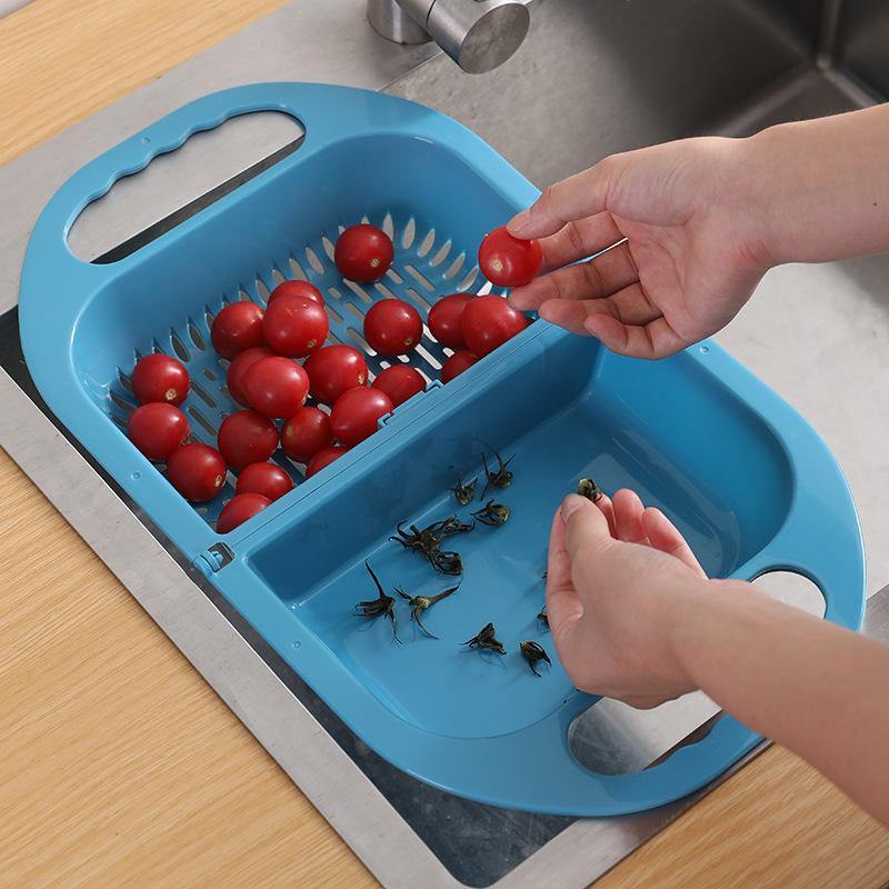 Folding Drain Basket Leaking Fruit Box Vegetable Container Drain Rack Sink with Handle Storage Baskets