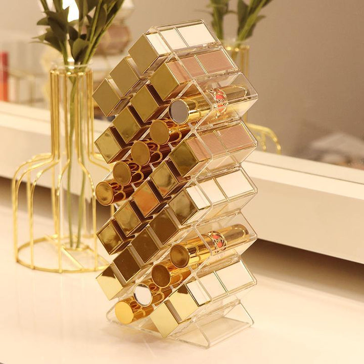 Grids Acrylic Makeup Organizer Storage Box Cosmetic Lipstick Jewelry Box Case Holder Display Stand Make Up Organizer