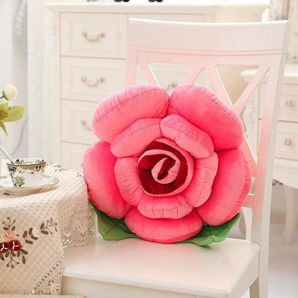 3D Colorful Rose Flowers Throw Pillow Plush Sofa Car Office Back Cushion Valentines Gift - MRSLM