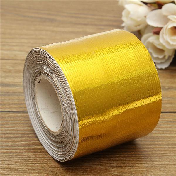 9mx5cm Adhesive Reflective Gold High Temperature Heat Shield Wrap Tape Roll