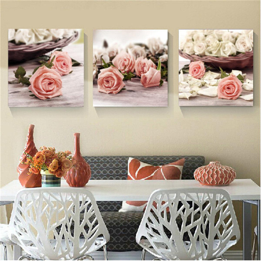 3Pcs Flowers Canvas Print Paintings Wall Decorative Print Art Pictures Frameless Wall Hanging Decorations for Home Office