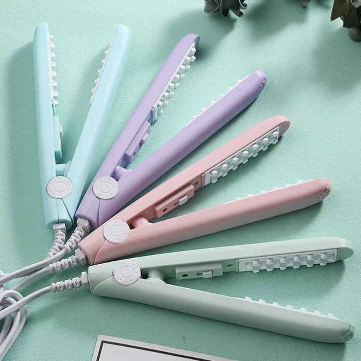 Mini Ceramic 3D Grid Hair Crimper & Curler - Volumizing Styling Tool for Women