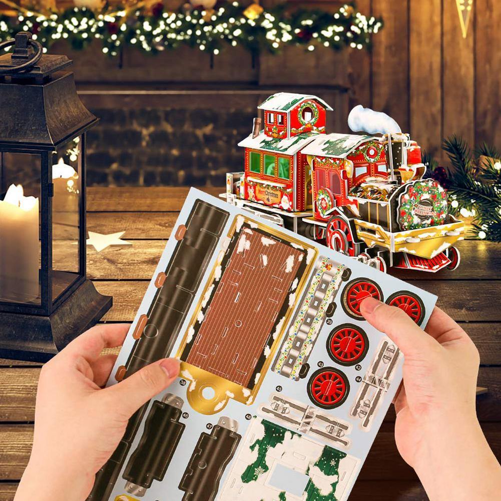 3D Train DIY Puzzle for Children's Christmas Gift Hardboard Model