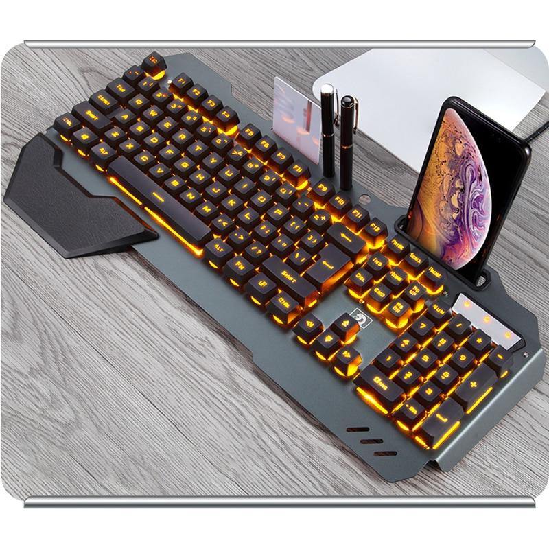 ErgonomicWired Gaming Keyboard with RGB Backlight Phone Holder - MRSLM