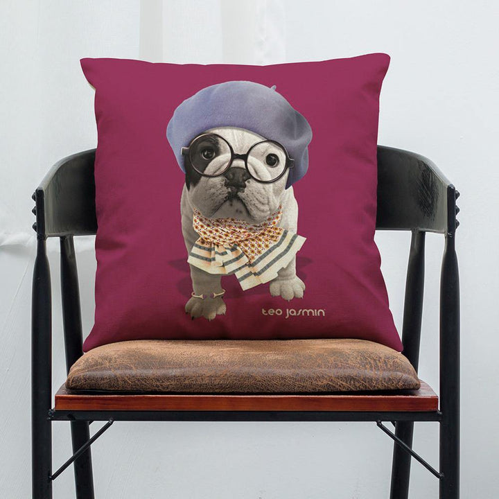 45 x 45 cm French Bulldog Printed Pillowcase Cotton Linen Sofa House Decoration Cushion Cover Pillow Case