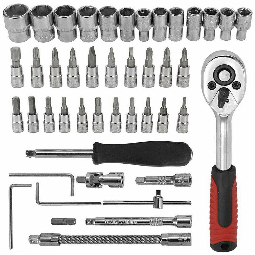 46PCS/SET Car Repair Tools Kit 1/4" Wrench Torx Ratchet Driver Screwdrivers