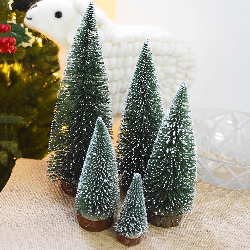 Mini Christmas Tree with Pine Needles Flocking Christmas Tree with White Cedar Tabletop Small Christmas Tree Tabletop Decoration