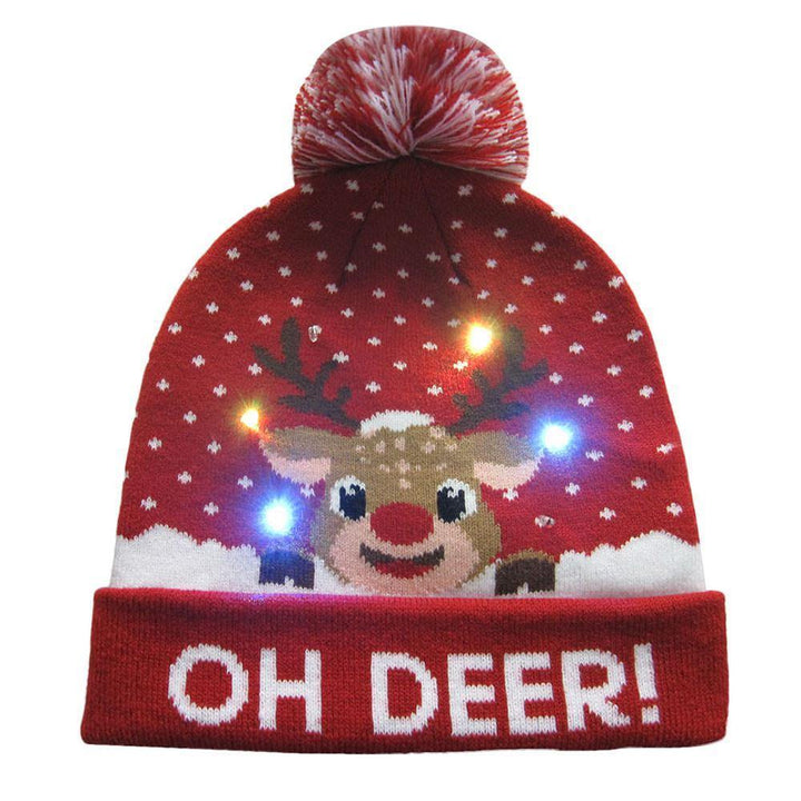 Snowman Elk Christmas Tree Flanged Ball Knit Cap