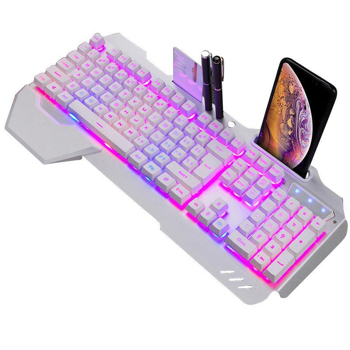 ErgonomicWired Gaming Keyboard with RGB Backlight Phone Holder - MRSLM