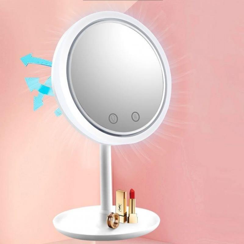 Fan LED Light Makeup Mirror (White)