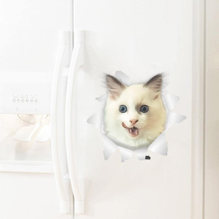 3D Cute Cat Wall Art Sticker Bathroom Toilet Lid Cover Decal Home Office Decor