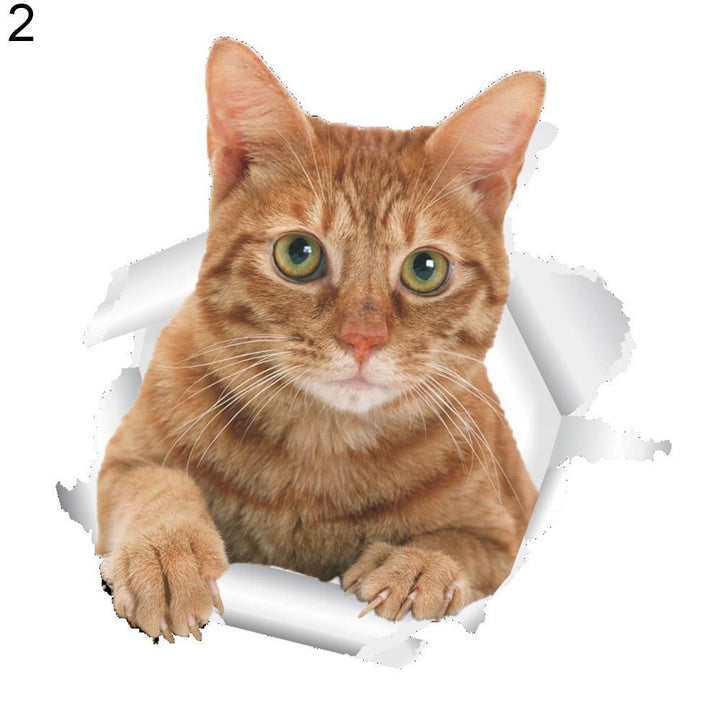 3D Cute Cat Wall Art Sticker Bathroom Toilet Lid Cover Decal Home Office Decor