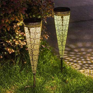 2Pcs Solar Powered LED Garden Hollowed Light Floor Decking Patio Decor Yard Lamp - MRSLM